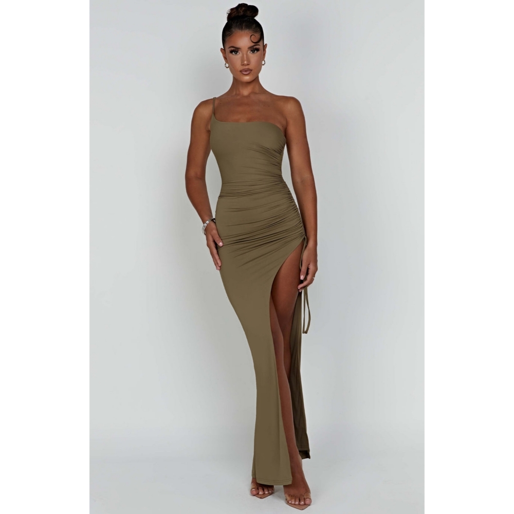 High Slit Maxi One Shoulder Dress
